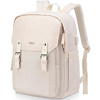 Rjeu Aesthetic School Backpack For Teen Girl156In Laptop Backpack Bookbag For College Student Travel Beige