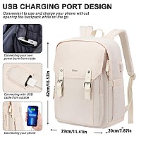 Rjeu Aesthetic School Backpack For Teen Girl156In Laptop Backpack Bookbag For College Student Travel Beige