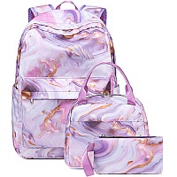 School Backpack For Teens Large Marble Bookbag Lightweight 17 Inch Laptop Bag For Girls Boys Casual High School College