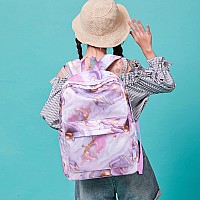 School Backpack For Teens Large Marble Bookbag Lightweight 17 Inch Laptop Bag For Girls Boys Casual High School College