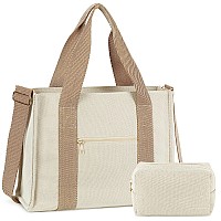 Btoop Tote Bag For Women Work Teacher 156 Inch Canvas Laptop Shoulder Bags Computer Messenger Handbag With Clutch Purse