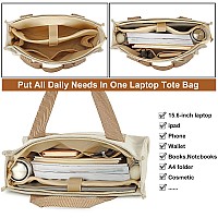 Btoop Tote Bag For Women Work Teacher 156 Inch Canvas Laptop Shoulder Bags Computer Messenger Handbag With Clutch Purse