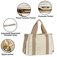 Btoop Tote Bag For Women Work Teacher 156 Inch Canvas Laptop Shoulder Bags Computer Messenger Handbag With Clutch Purse