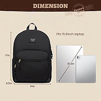 Lovevook Black Backpack For School Lightweight College Laptop Backpack Water Resistant Basic Bookbag Casual Daypack For Travel