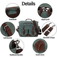 Fengdong Mens Messenger Bag 156 Inch Vintage Waxed Canvas Genuine Leather Briefcase Leather Computer Laptop Bag Rugged Satchel