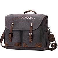 Fengdong Mens Messenger Bag 156 Inch Vintage Waxed Canvas Genuine Leather Briefcase Leather Computer Laptop Bag Rugged Satchel