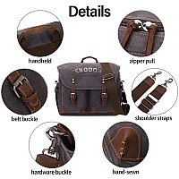 Fengdong Mens Messenger Bag 156 Inch Vintage Waxed Canvas Genuine Leather Briefcase Leather Computer Laptop Bag Rugged Satchel