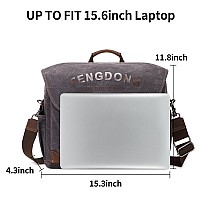 Fengdong Mens Messenger Bag 156 Inch Vintage Waxed Canvas Genuine Leather Briefcase Leather Computer Laptop Bag Rugged Satchel