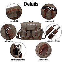 Fengdong Mens Messenger Bag 156 Inch Vintage Waxed Canvas Genuine Leather Briefcase Leather Computer Laptop Bag Rugged Satchel