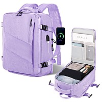 Voesld Travel Backpack For Women Men Carry On Backpack 17 Laptop Backpacks 18144 Inches Airlines Personal Item Bag Purp