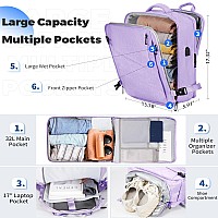 Voesld Travel Backpack For Women Men Carry On Backpack 17 Laptop Backpacks 18144 Inches Airlines Personal Item Bag Purp