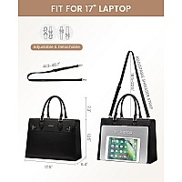 Lovevook Laptop Bag For Women 17 Inch Large Pu Leather Tote Bag Professional Teacher Work Bag Waterproof Business Computer Br