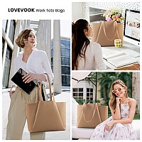 Lovevook Laptop Tote Bag For Women 156 Inch Work Bag Leather Laptop Bag With Clutch Large Capacity Office Purse Computer Brief