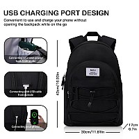 Rjeu Black School Backpack For Teens154In Laptop Backpack Aesthetic Bookbag For Girl Boy College Student Travelmochila Para N