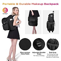 Byootique Soft Sided Makeup Backpack Portable Travel Barber Cosmetic Storage Organizer Travel With Heat Isolation Side Pocket Re