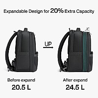 Hanke 16 Inch Expandable Backpack With Luggage Strap Business Travel Laptop Backpack For Women Mens Work Computer Bagpack Fits 1