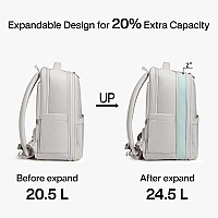 Hanke 16 Inch Expandable Backpack With Luggage Strap Business Travel Laptop Backpack For Women Mens Work Computer Bagpack Fits 1