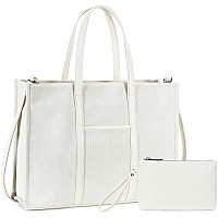 Btoop Tote Bag For Women Work Teacher 156 Inch Canvas Laptop Shoulder Bags Computer Messenger Handbag With Clutch Purse