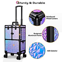 Byootique Rolling Makeup Train Case Professional Multifunctional Cosmetic Train Case Large Trolley Storage Case With Drawer Pou