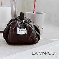 Lay-n-Go Cosmo Drawstring Makeup Organizer Cosmetic & Toiletry Bag for Travel, Gifts, and Daily Use with a Durable Patented Design, 20 inch, Black