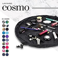 Lay-n-Go Cosmo Drawstring Makeup Organizer Cosmetic & Toiletry Bag for Travel, Gifts, and Daily Use with a Durable Patented Design, 20 inch, Black