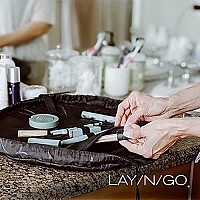 Lay-n-Go Cosmo Drawstring Makeup Organizer Cosmetic & Toiletry Bag for Travel, Gifts, and Daily Use with a Durable Patented Design, 20 inch, Black