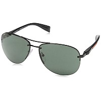 Prada PS56MS Sunglasses - Black Frame, Gray Green, 65mm