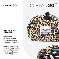 Layngo Cosmo Drawstring Cosmetic Pouch Makeup Bag Organizer Toiletry Bag For Travel Gifts And Daily Use 20 Inch Leopard