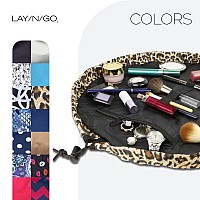 Layngo Cosmo Drawstring Cosmetic Pouch Makeup Bag Organizer Toiletry Bag For Travel Gifts And Daily Use 20 Inch Leopard