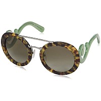 Prada PR13SS Round Sunglasses Brown Green Lens Category 2