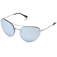 Prada PS51RS Silver Sunglasses with Green Mirror 59MM