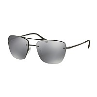 Prada PS 52RS Men's Sunglasses Black 56mm Grey Mirror