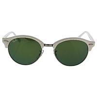 Ray-Ban RB4246 Clubround Sunglasses, White Silver, 51mm