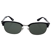 Persol PO8139S Men's Round Sunglasses, Black/Green 55mm