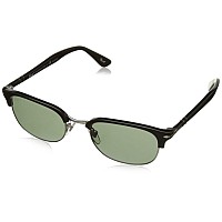 Persol PO8139S Men's Round Sunglasses, Black/Green 55mm