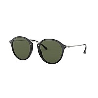 Ray-Ban RB2447 Round Sunglasses, Shiny Black, 49 mm