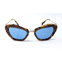 Miu Miu Gold Marble Sunglasses w/Blue Lens 55mm