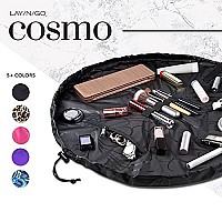 Lay-n-Go Cosmo Deluxe Drawstring Makeup Organizer Cosmetic & Toiletry Bag for Travel, and Daily Use with a Durable Patented Design, 22 inch, Black