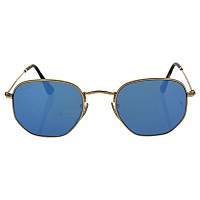 Ray-Ban RB3548N Hexagonal Sunglasses, Gold/Light Blue,