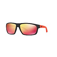 ARNETTE Black Frame Sunglasses with Red Lenses, 64MM