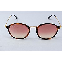 Ray-Ban RB2447 Round Sunglasses, Spotted Brown Havana, 52