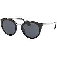 Prada Black Gunmetal Round Sunglasses, Lens 52mm, Category 3