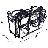 Kemier Clear Travel Makeup Bag with 6 External Pockets,Cosmetic Organizer Case with Shoulder Strap,Large