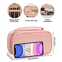 Relavel Makeup Bag Small Travel Cosmetic Bag For Women Portable 2 Layer Makeup Brushes Holder Bag Toiletry Bag Compact Cosme