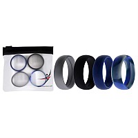 ROQ Silicone Wedding Ring Set for Men, Size 15, 4 Pack