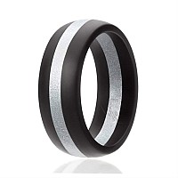 ROQ Men's Silicone Wedding Ring, Black & Silver, Size 9