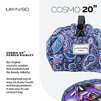 Layngo Cosmo Drawstring Cosmetic Pouch Makeup Bag Organizer Toiletry Bag For Travel Gifts And Daily Use 20 Inch Purple