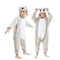 Canasour Hippo Onesie Kids Animal Halloween Cosplay Costume For 5T Girls Unisex Outfuit One Piece Hooded Soft Pajamas Grey Party