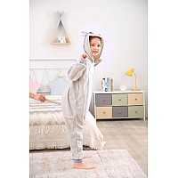 Canasour Hippo Onesie Kids Animal Halloween Cosplay Costume For 5T Girls Unisex Outfuit One Piece Hooded Soft Pajamas Grey Party