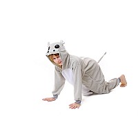 Canasour Hippo Onesie Kids Animal Halloween Cosplay Costume For 5T Girls Unisex Outfuit One Piece Hooded Soft Pajamas Grey Party